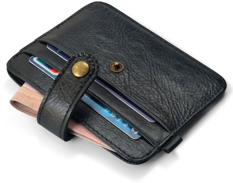 Men’s Genuine Leather Slim Wallet With Coin Pocket
