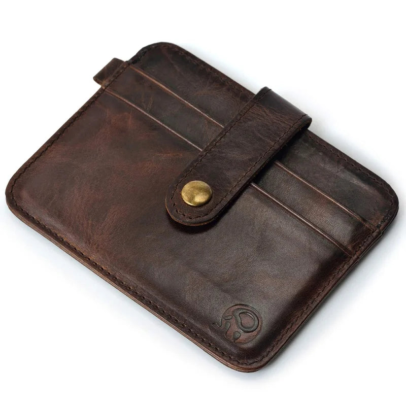 Men’s Genuine Leather Slim Wallet With Coin Pocket