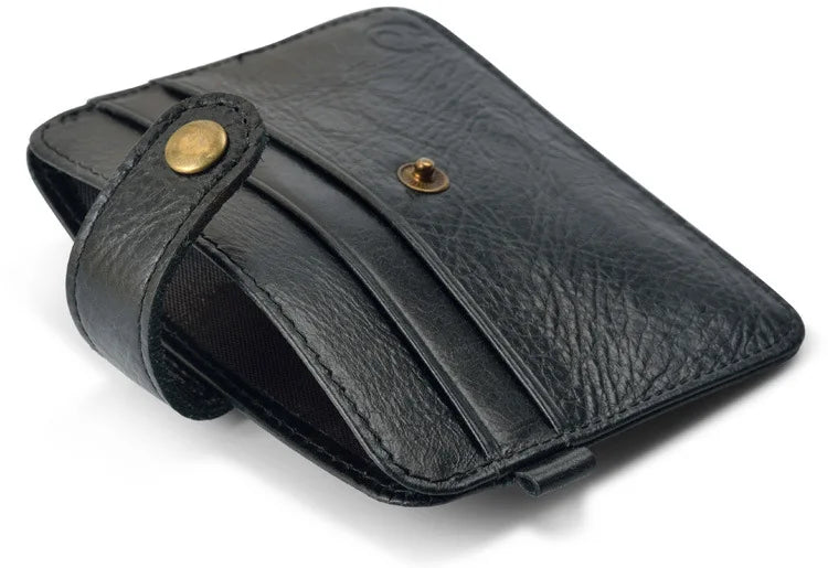 Men’s Genuine Leather Slim Wallet With Coin Pocket