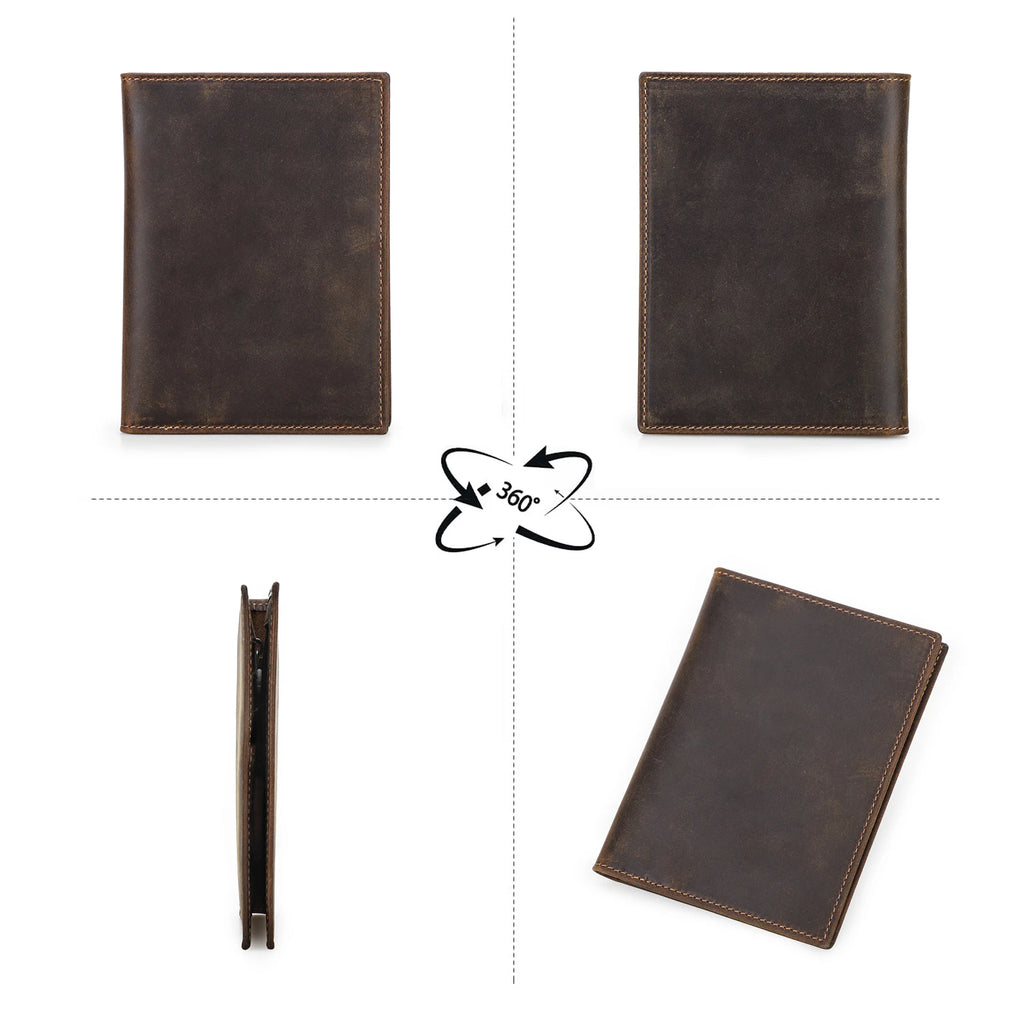 Leather Passport Wallet With AirTag Slot & RFID Shielding