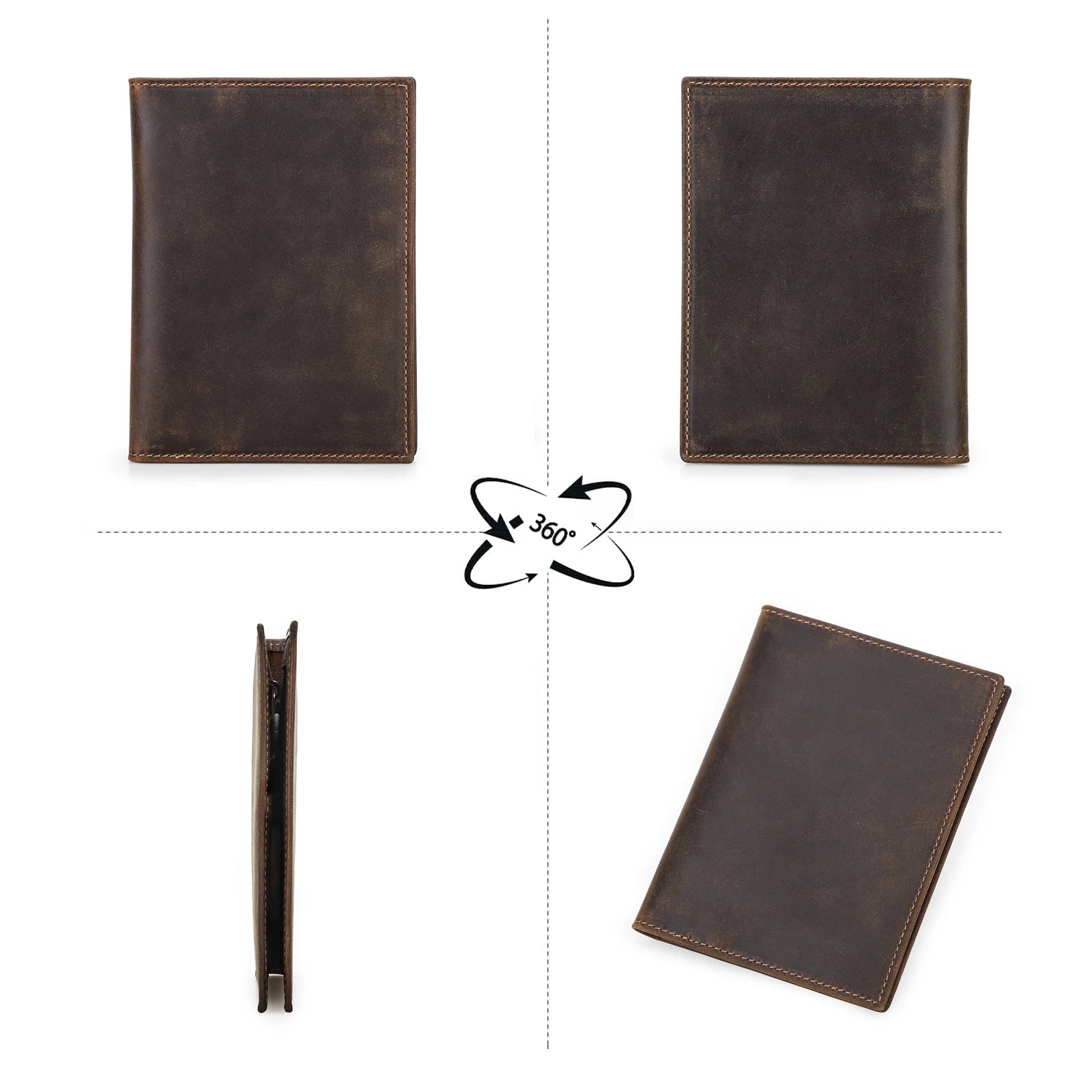 Leather Passport Wallet With AirTag Slot & RFID Shielding