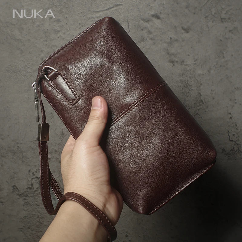 Genuine Leather Clutch Wallet – Zipper Organizer Bag