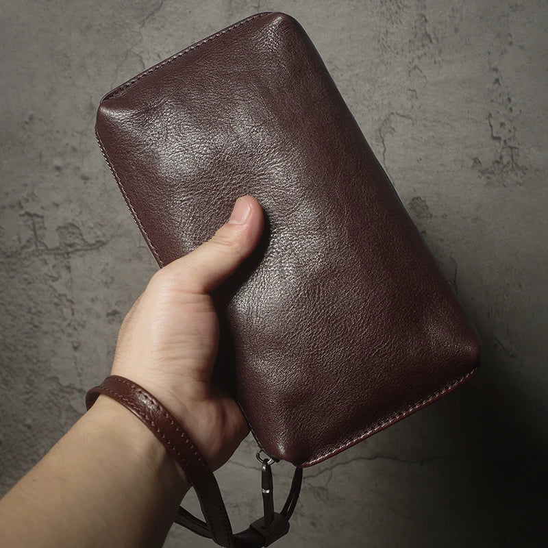 Genuine Leather Clutch Wallet – Zipper Organizer Bag