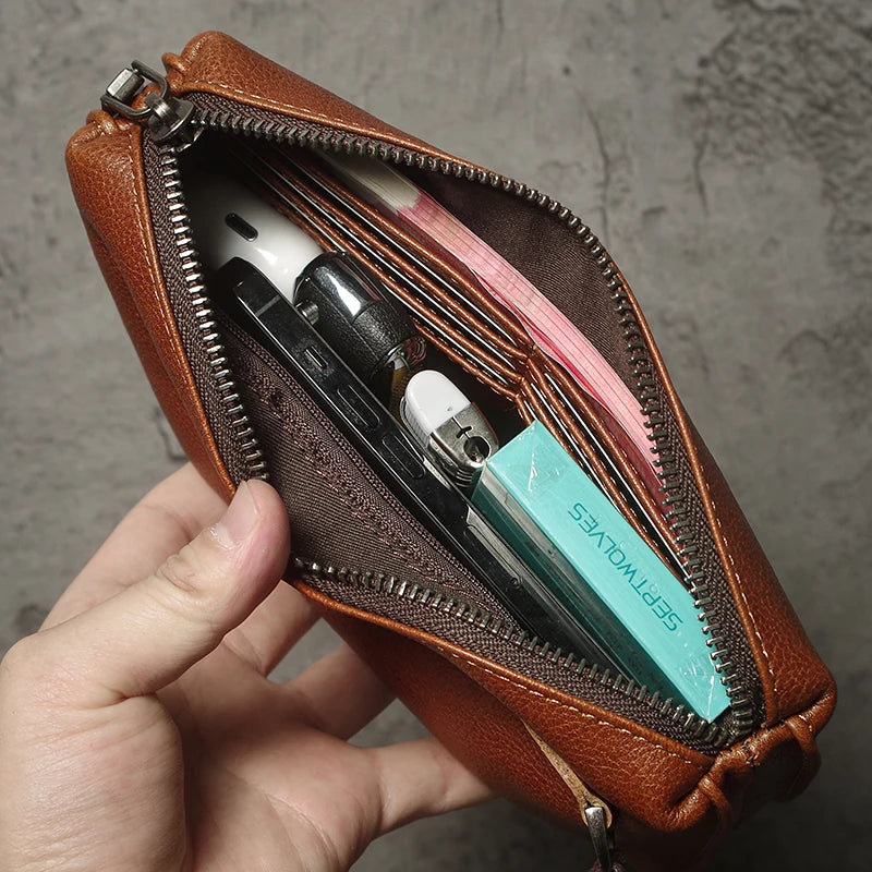 Genuine Leather Clutch Wallet – Zipper Organizer Bag
