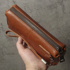 Genuine Leather Clutch Wallet – Zipper Organizer Bag