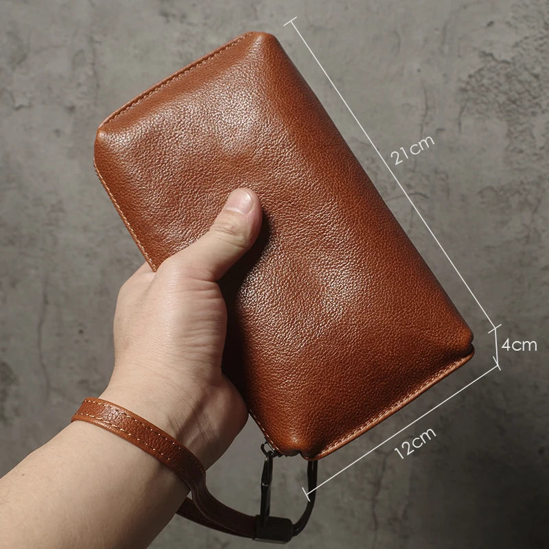Genuine Leather Clutch Wallet – Zipper Organizer Bag