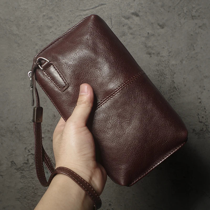 Genuine Leather Clutch Wallet – Zipper Organizer Bag