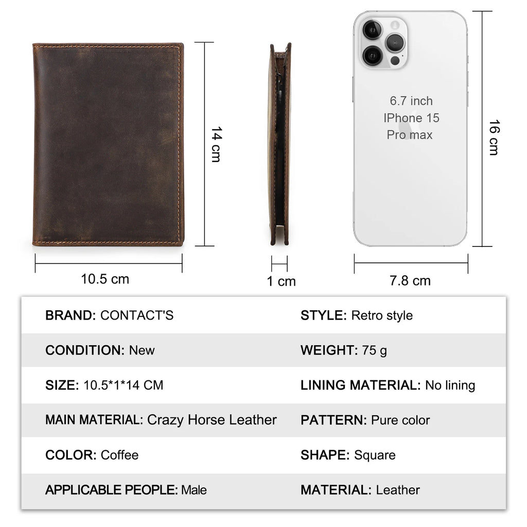 Leather Passport Wallet With AirTag Slot & RFID Shielding