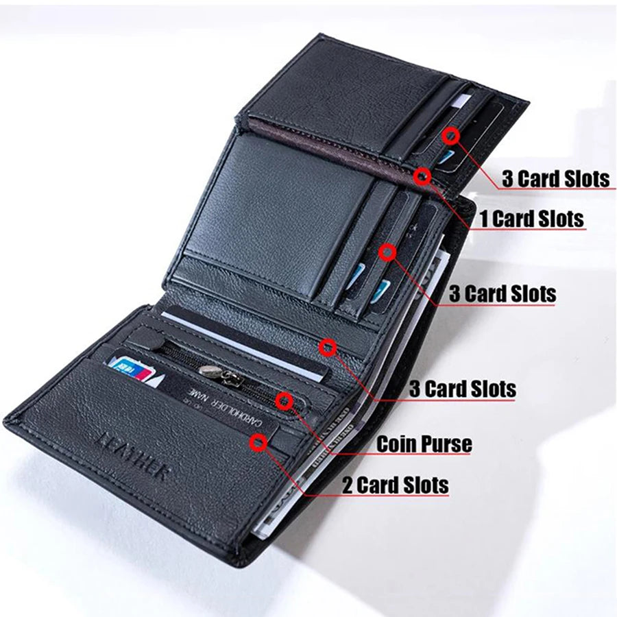 Men’s Genuine Leather Wallet With Zipper & RFID Security